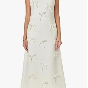 NWT English Factory Cream Sleeveless Maxi Dress with Bow Accents